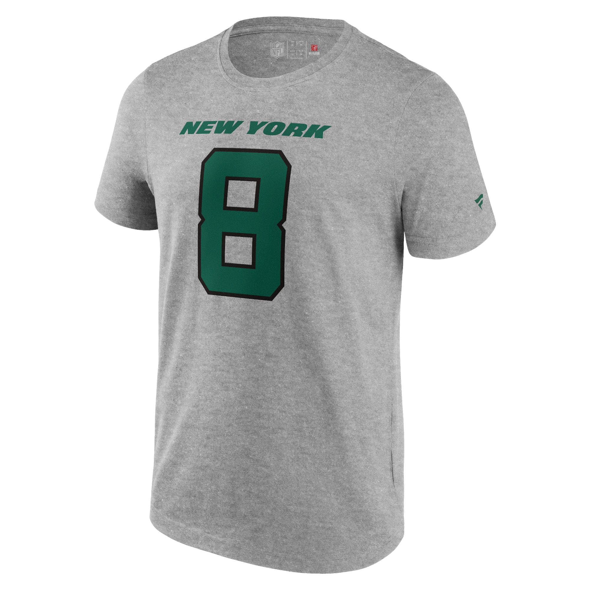 Aaron Rodgers #8 New York Jets Player NFL T-Shirt Gray