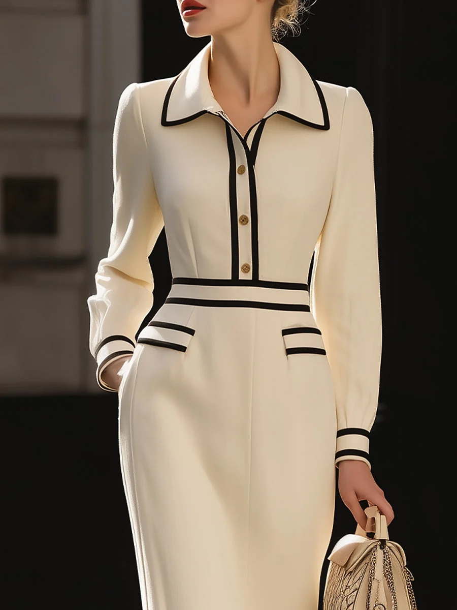 Azalea | Women's Collared Long Sleeve Pocket Midi Dress