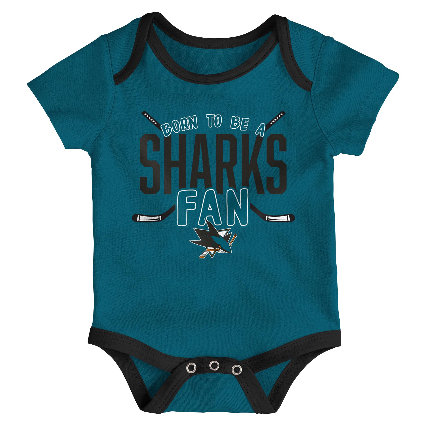San Jose Sharks Game Time NHL Baby Bodysuit Set (3-Piece)