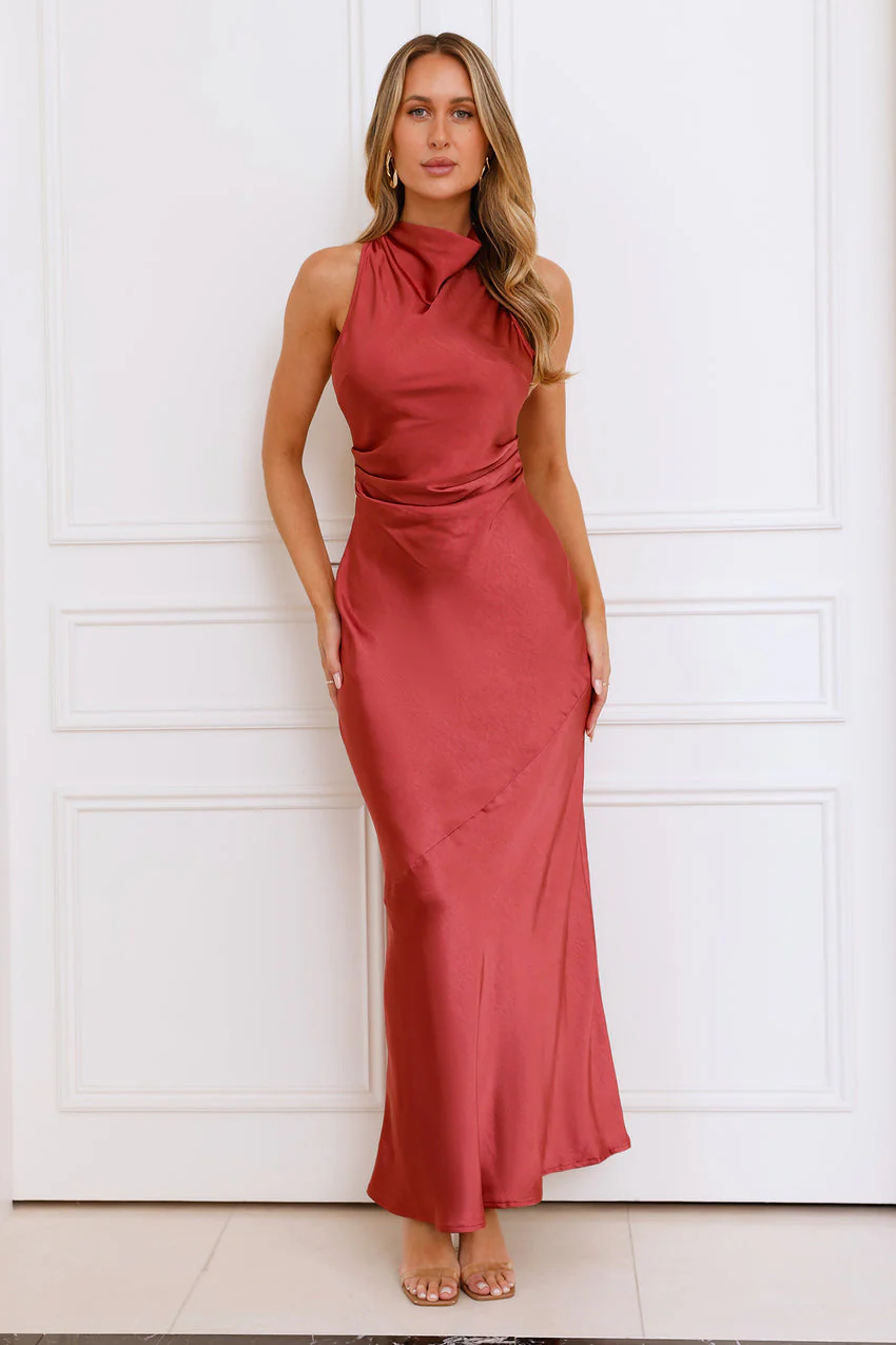Eden Satin Maxi Dress Rose