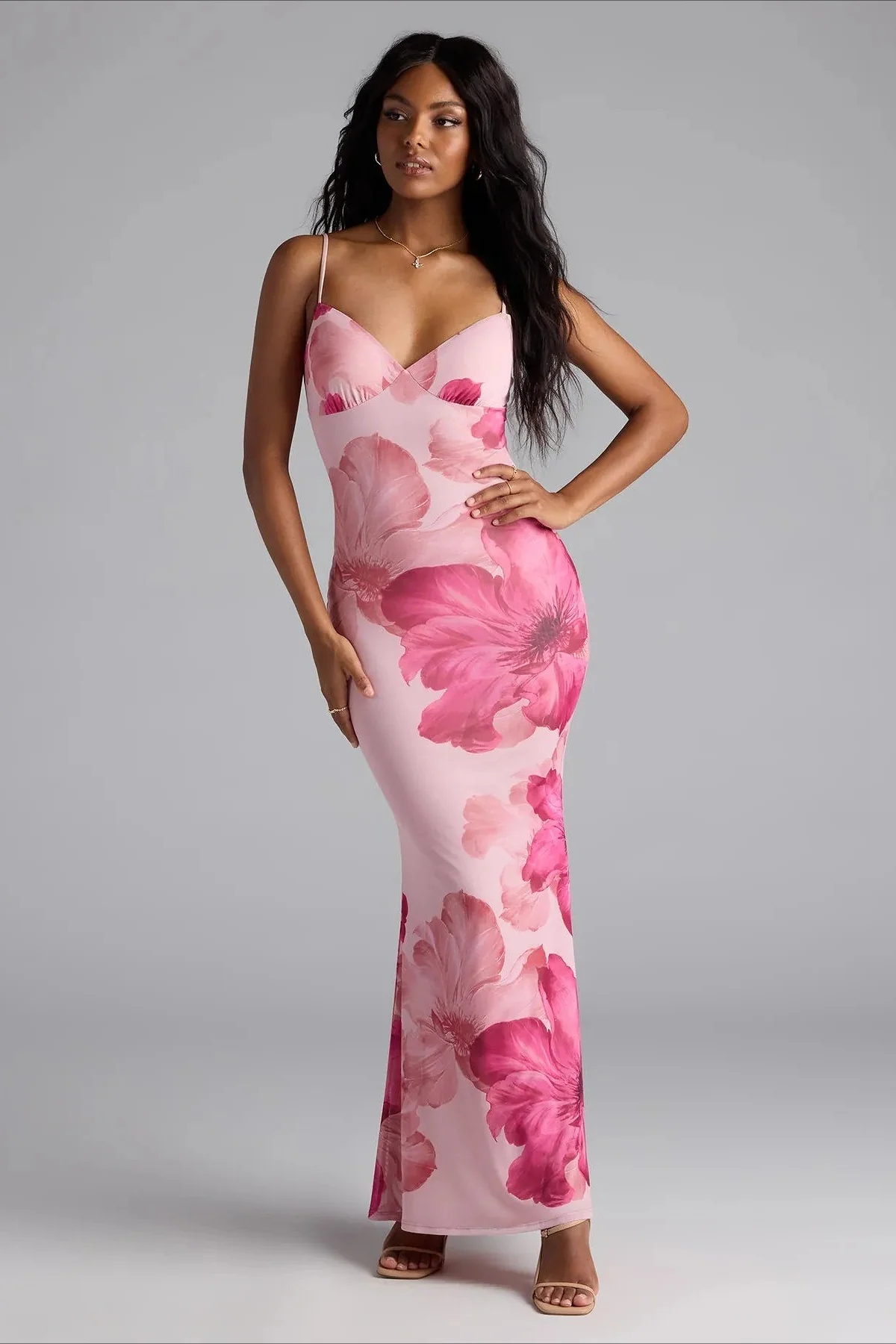 Cami Floral Print Bodycon Maxi Dress