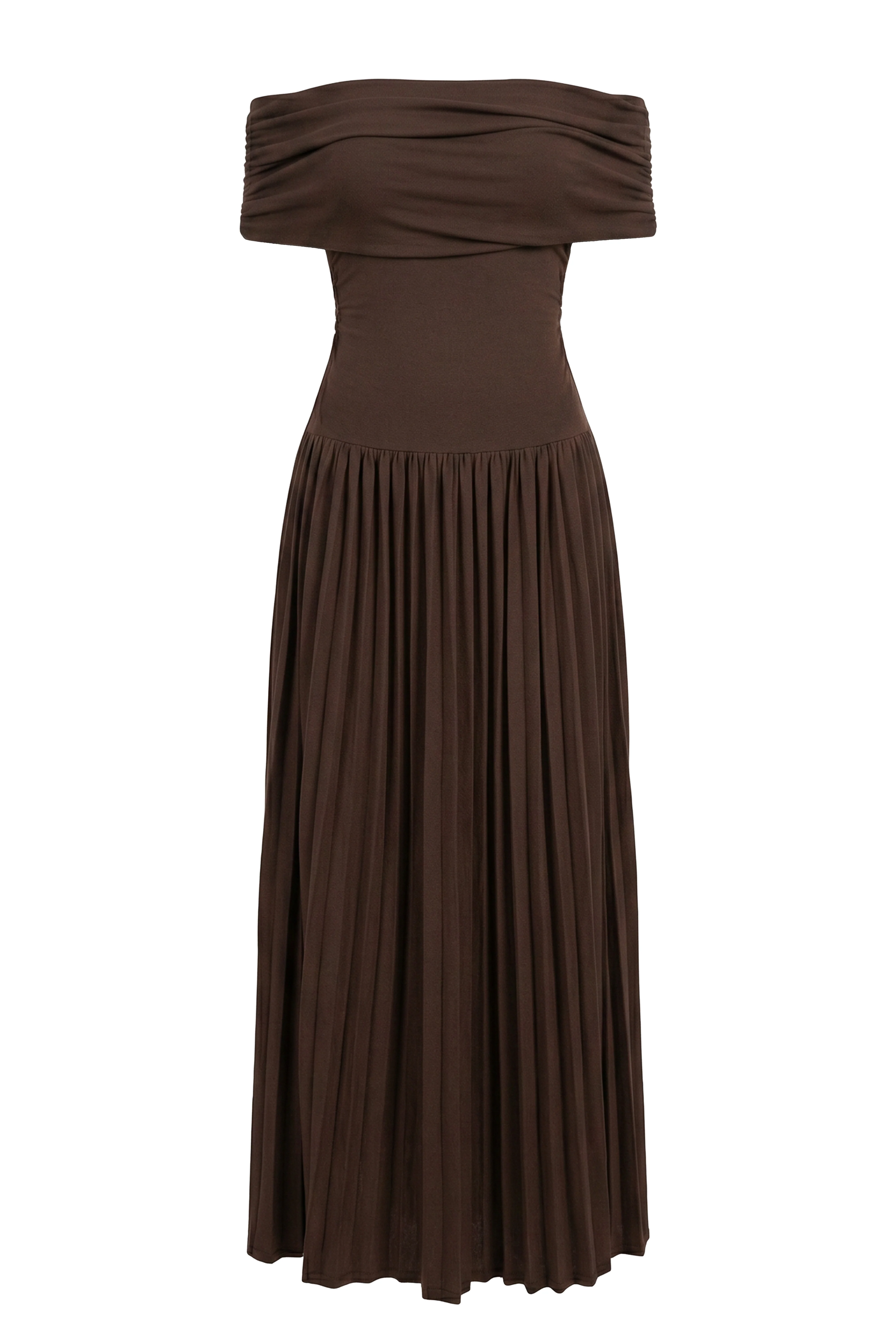 Brown Infinite Pleated Maxi Dress
