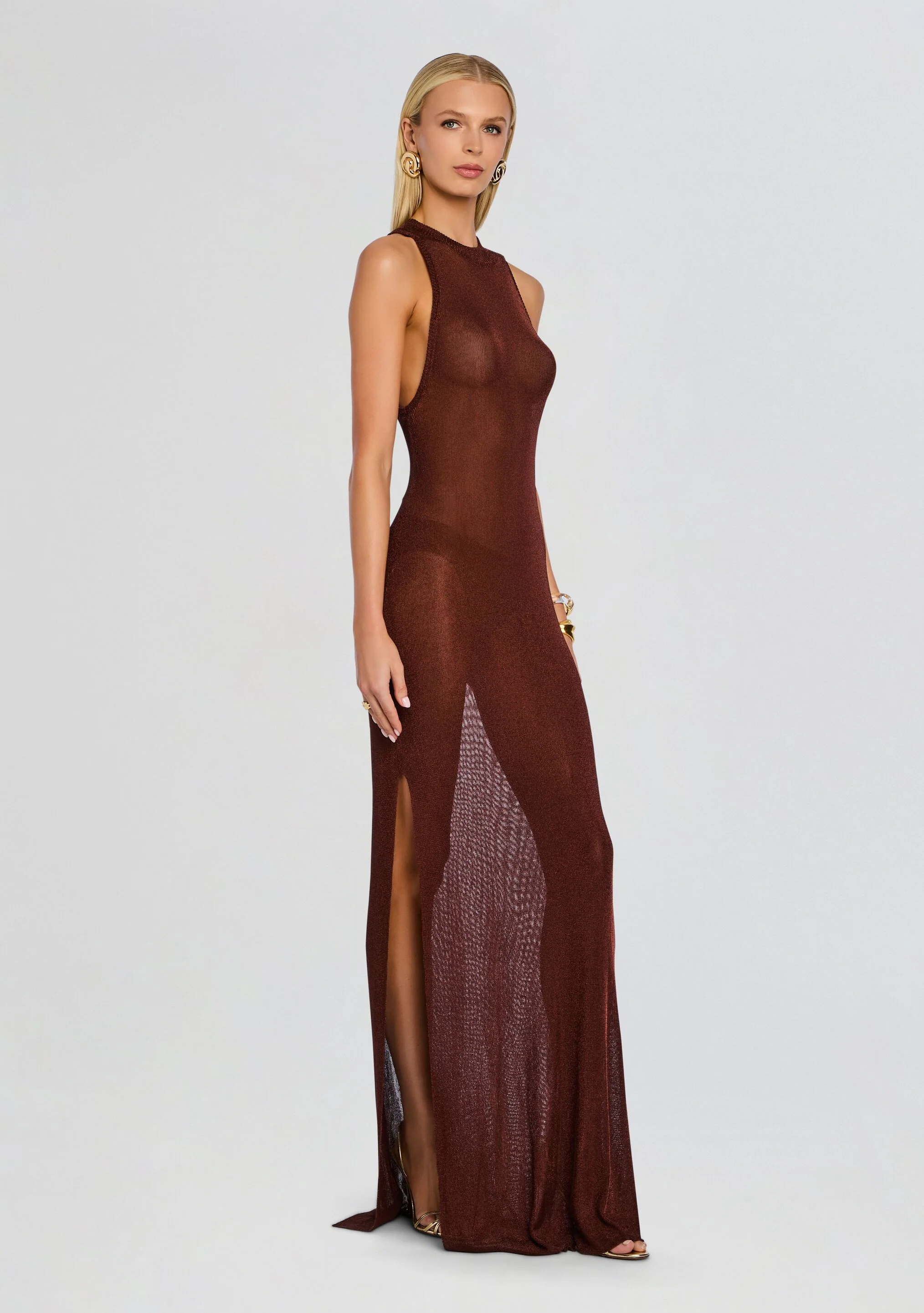Henne Metallic Knit Maxi Dress
