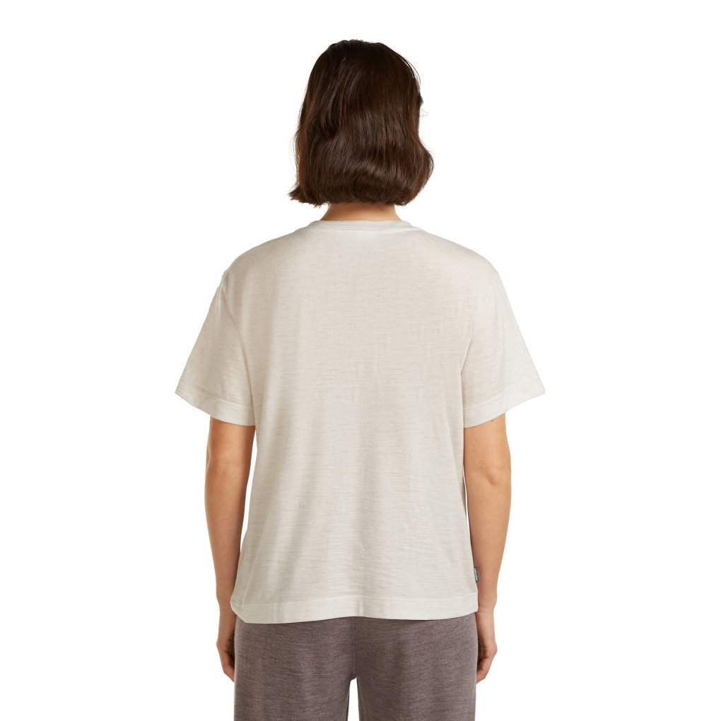 Icebreaker Merino 150 Tech Lite Relaxed V Neck T-Shirt Women - Ecru Hthr