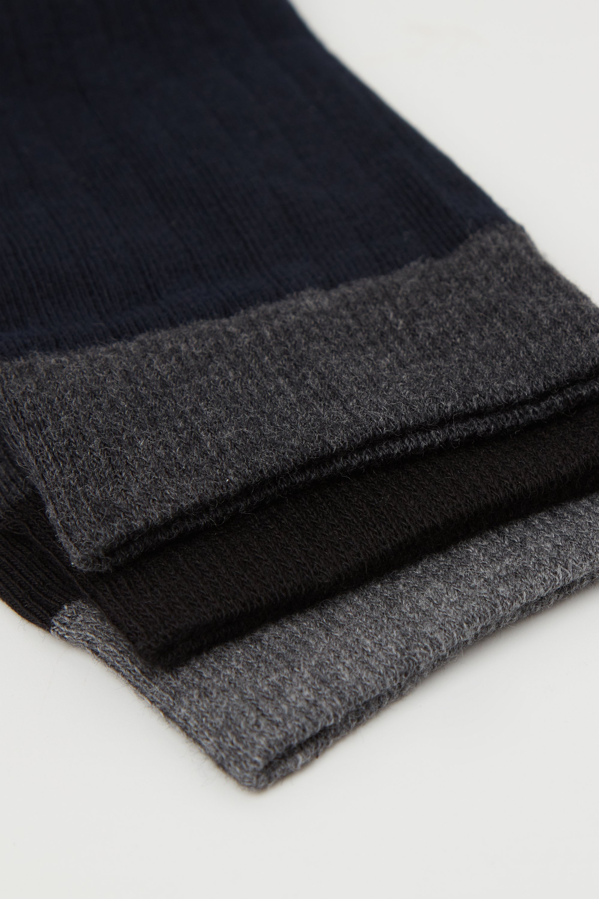 Three Pairs of Men's Short Patterned Hemless Cotton Socks