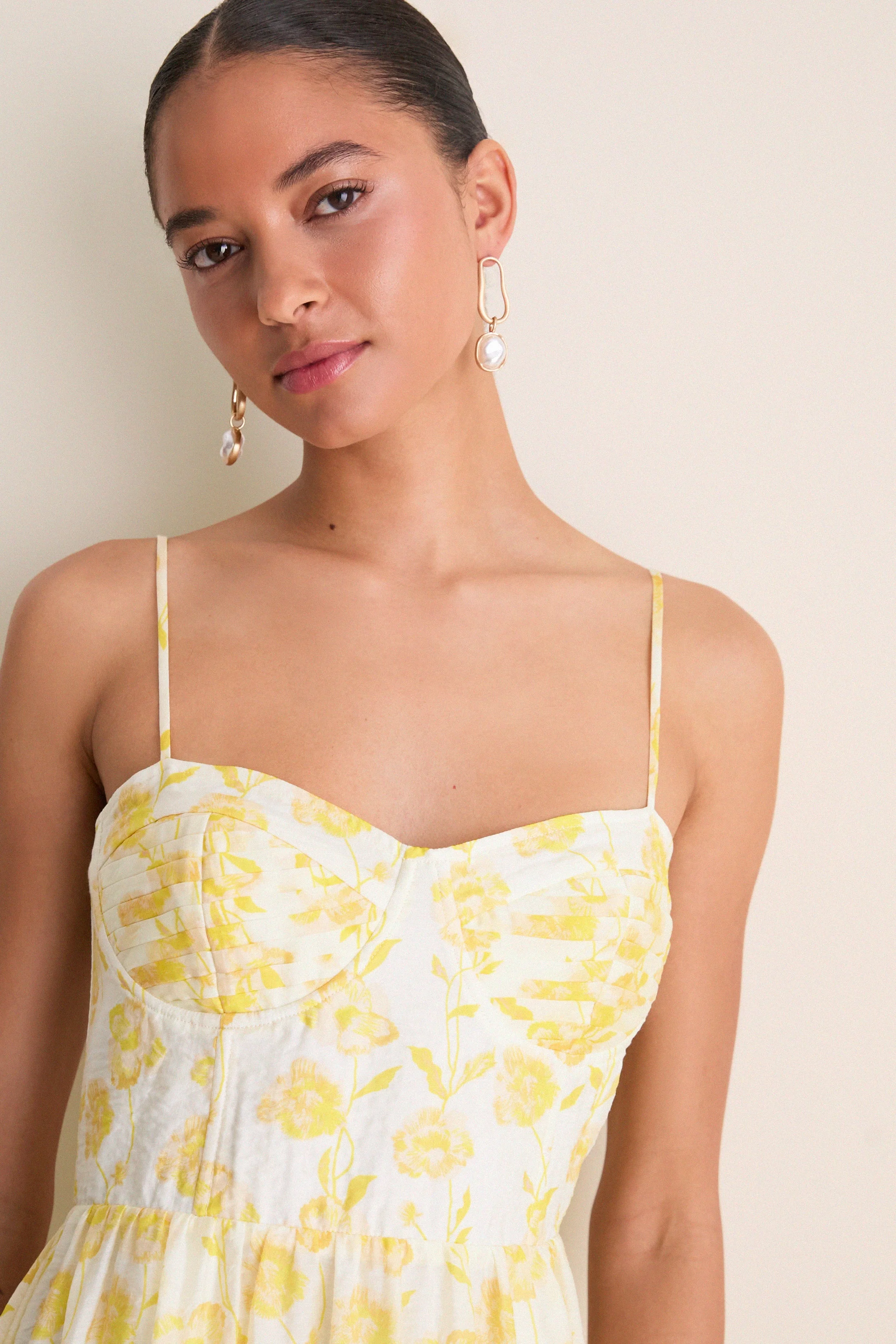 Yellow Floral Bustier Jessamine Maxi Dress