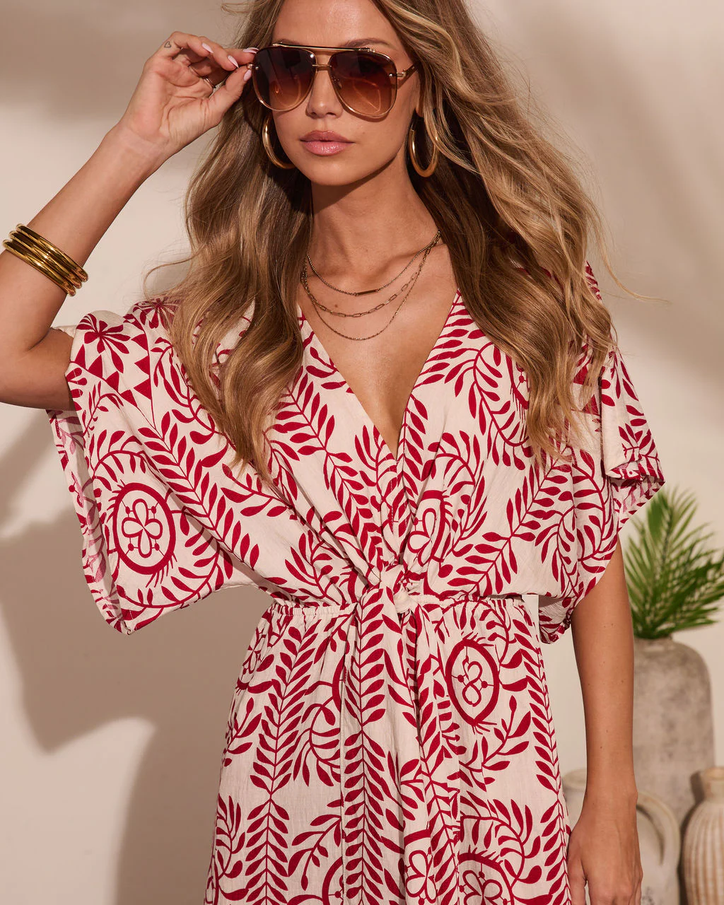 Carlea Abstract Print Waist Tie Jumpsuit