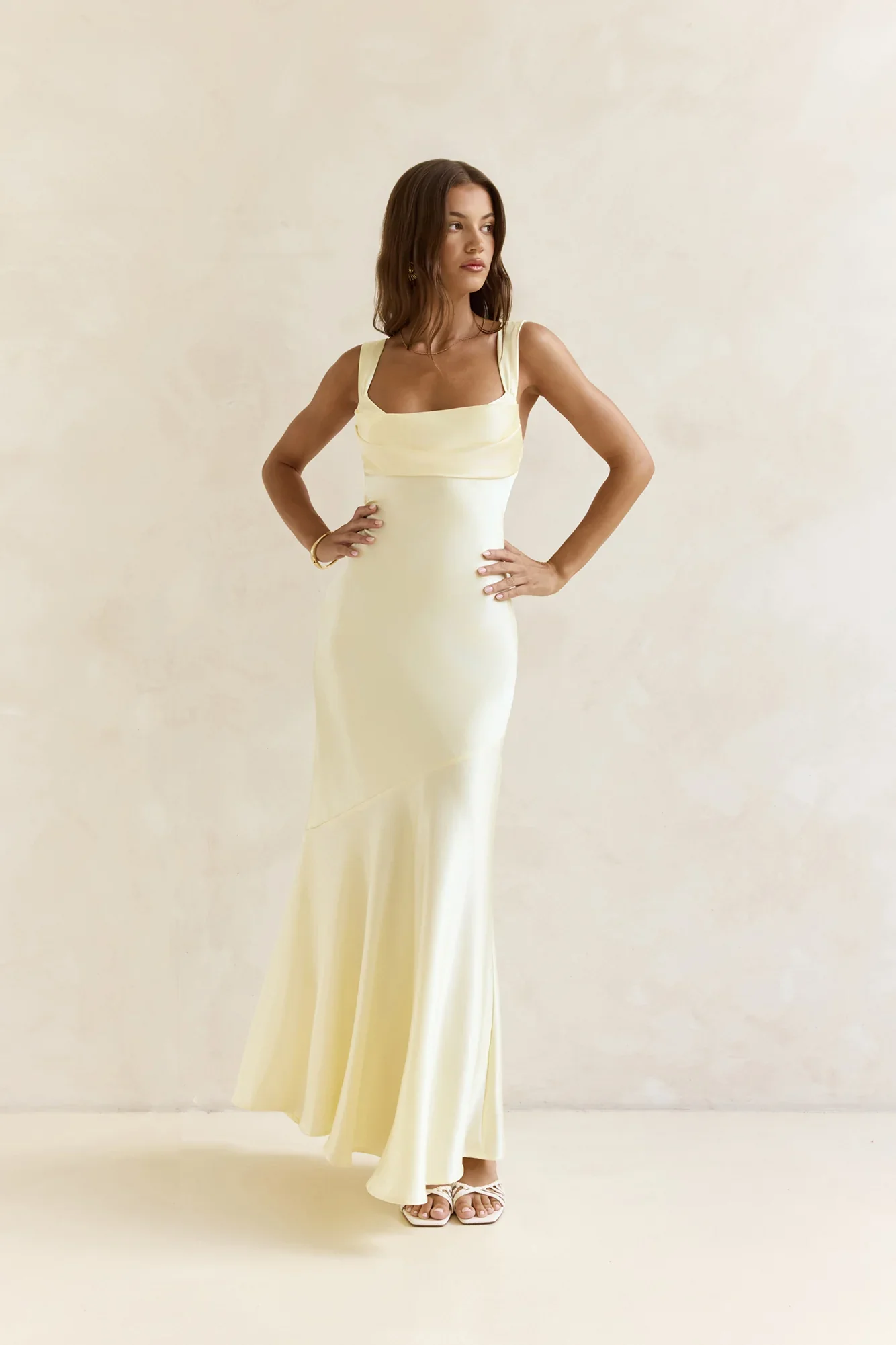 Wish From An Angel Satin Maxi Dress Yellow