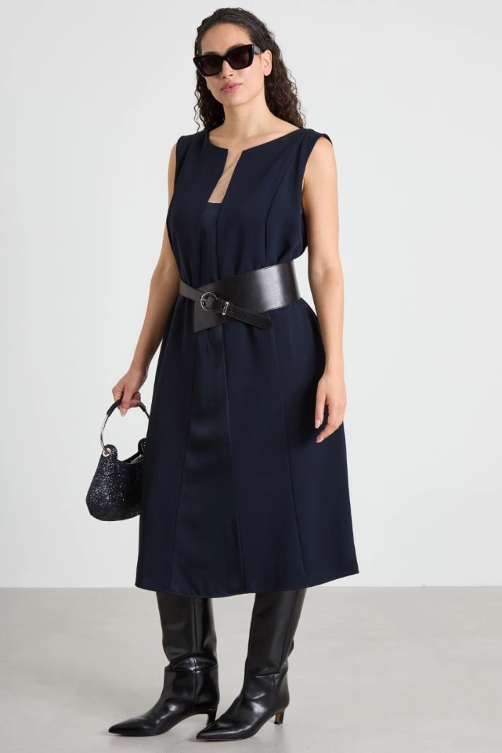 Midi crepe dress - NIGHT BLUE