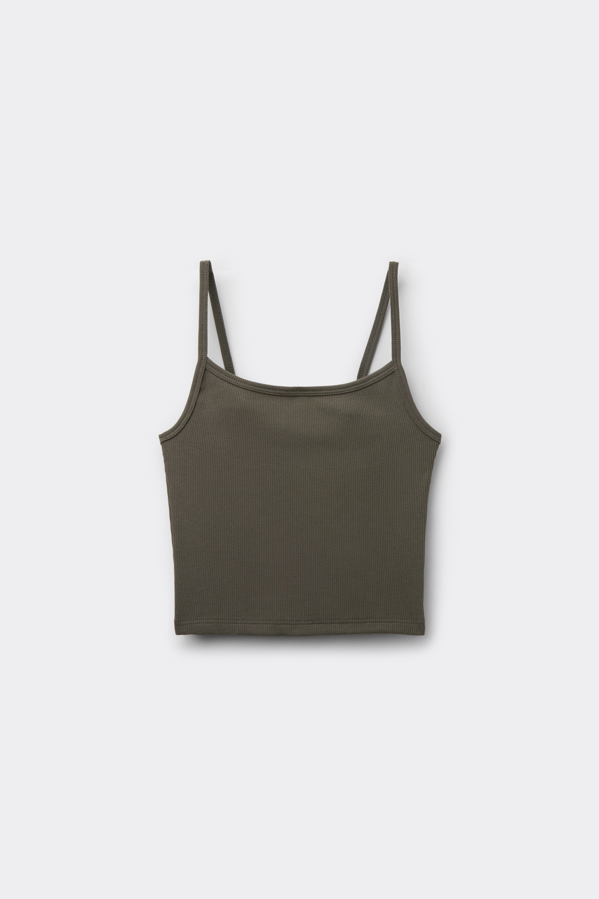 Ribbed Cotton Crop Top with Thin Straps
