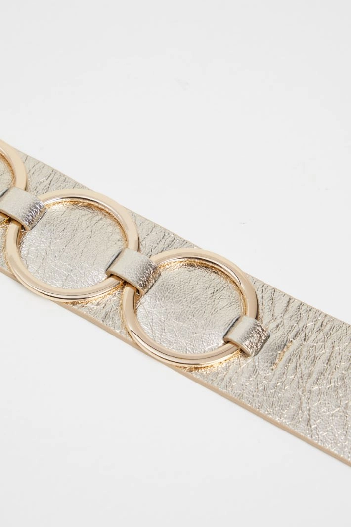 Leather ring belt - GOLD
