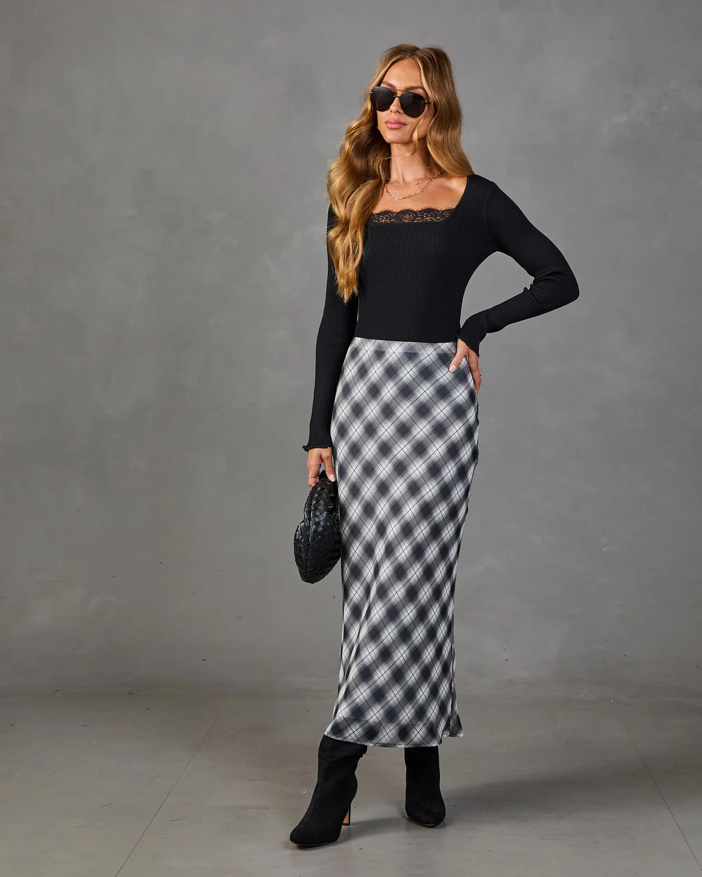 Keepsake Lane Plaid Midi Skirt