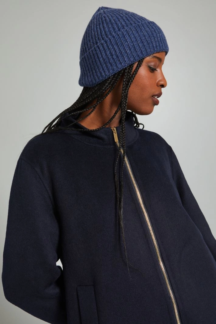 Turn-up beanie hat - BLUE STEEL