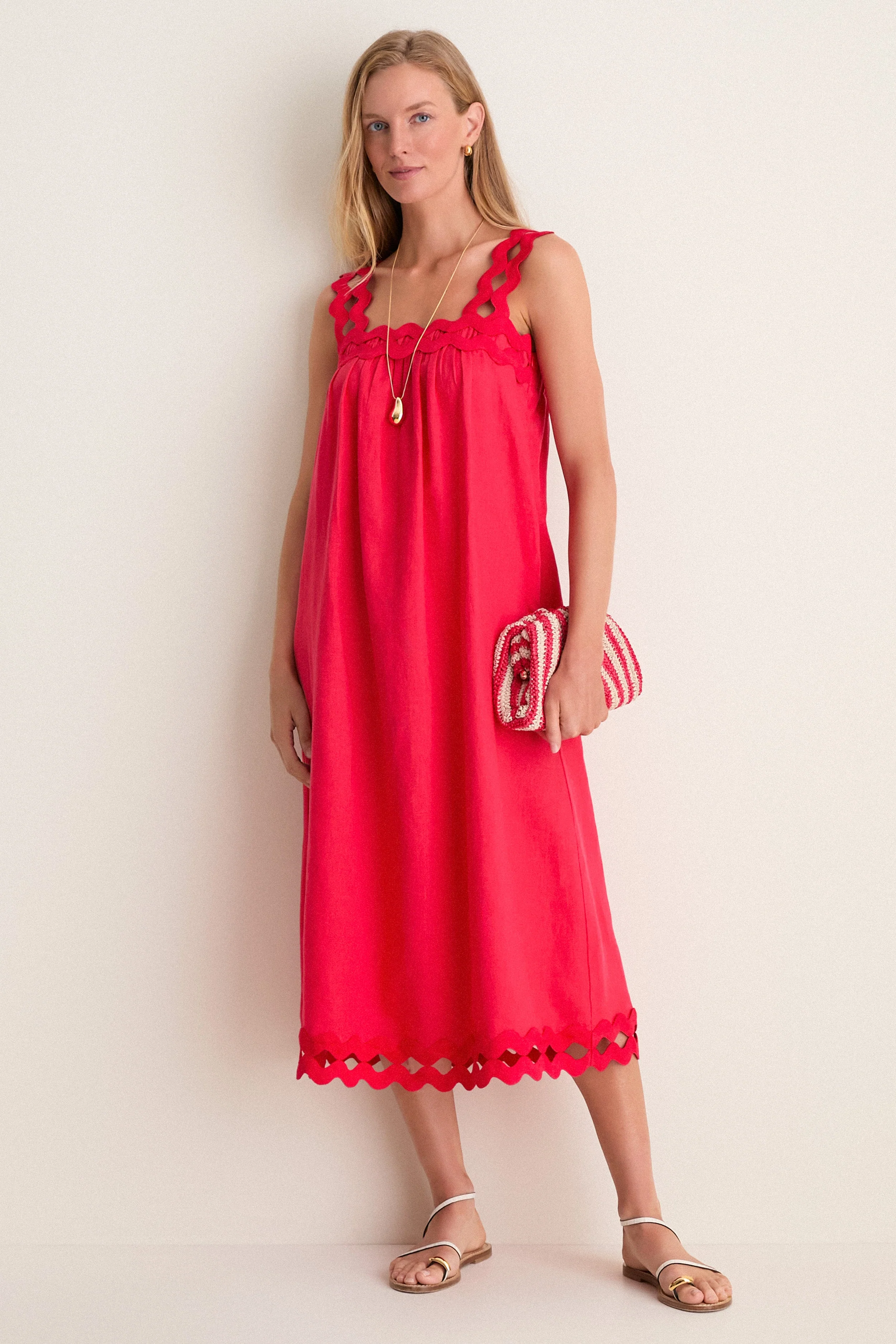 Cherry Ric Rac Linen Ellis Dress