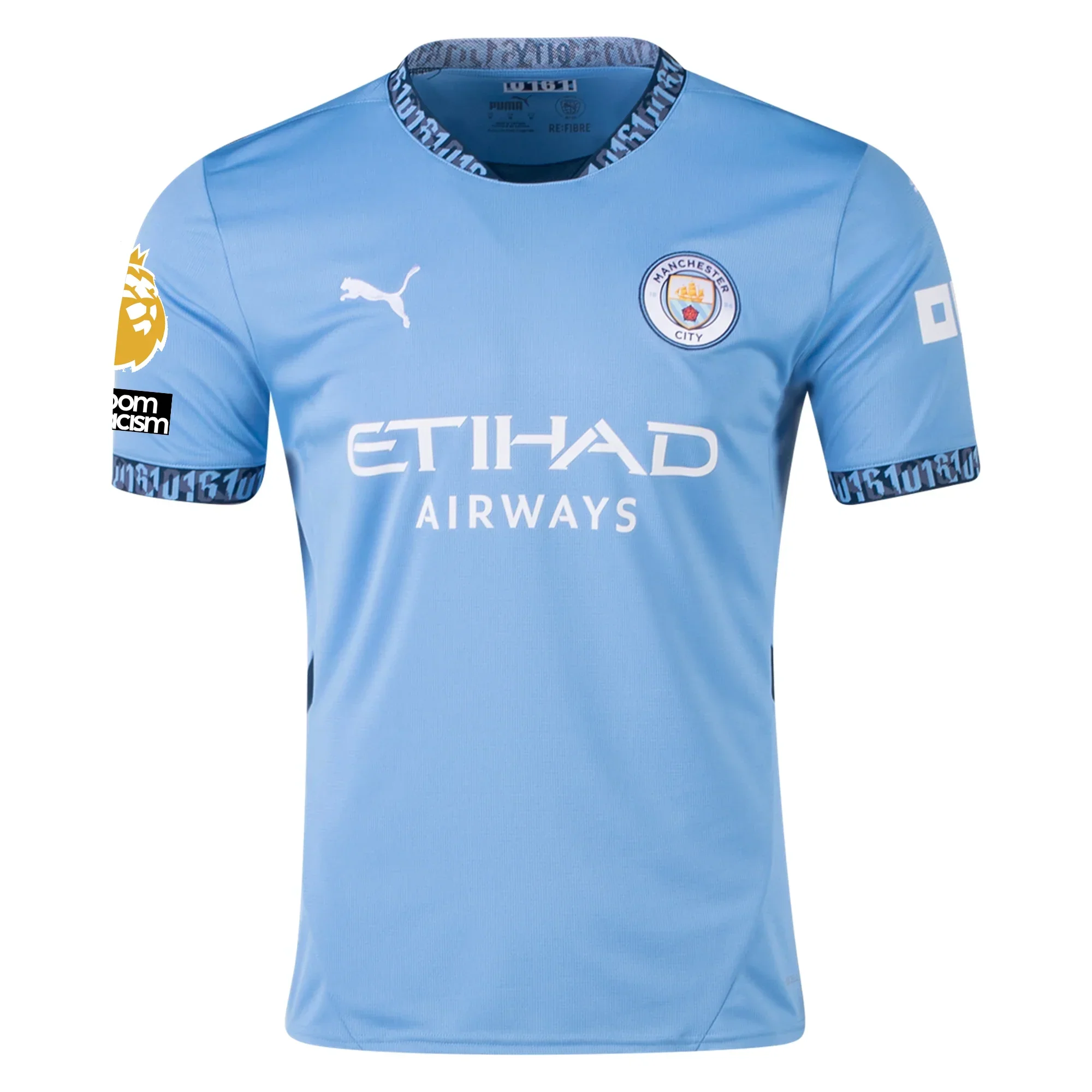 Manchester City Kevin De Bruyne Home Jersey w/ EPL + No Room For Racism + Club World Cup Patches 24/25 (Team Light Blue/Marine Blue)