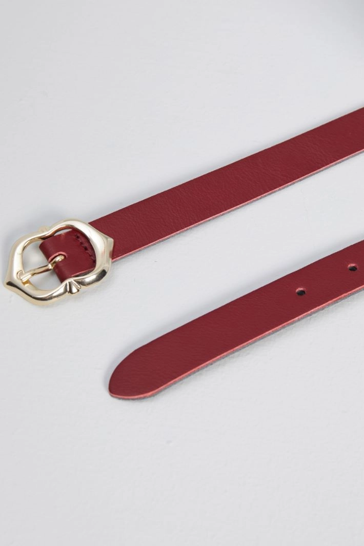 Genuine leather belt - BORDEAUX GOLD