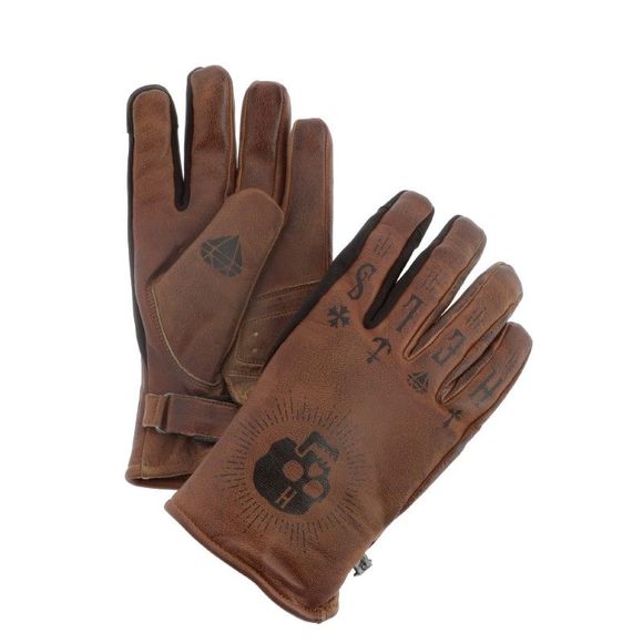 Helstons kustom skull gloves - brownRef: HS1042