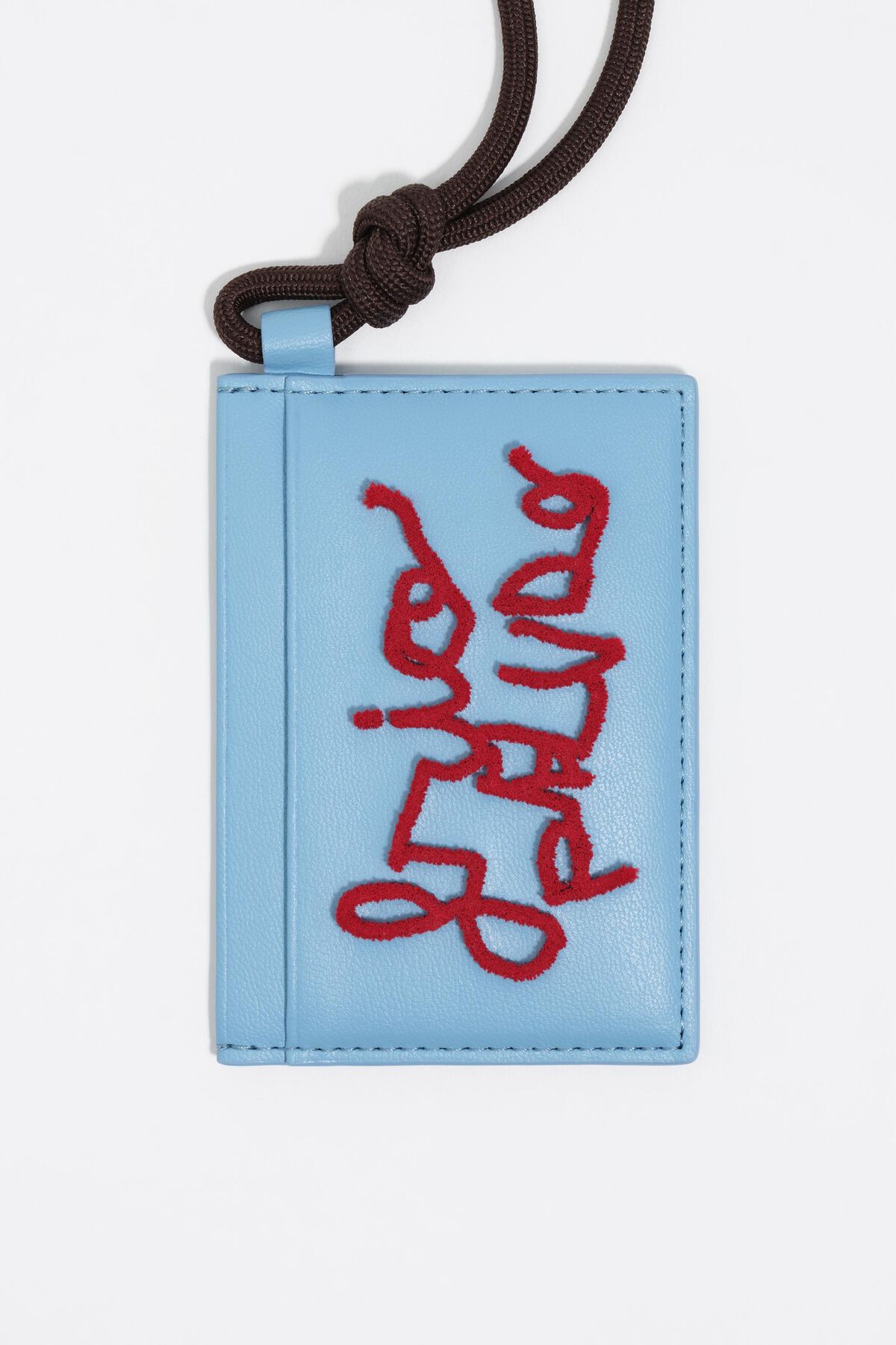 Sky blue leather Frío Peludo card holder