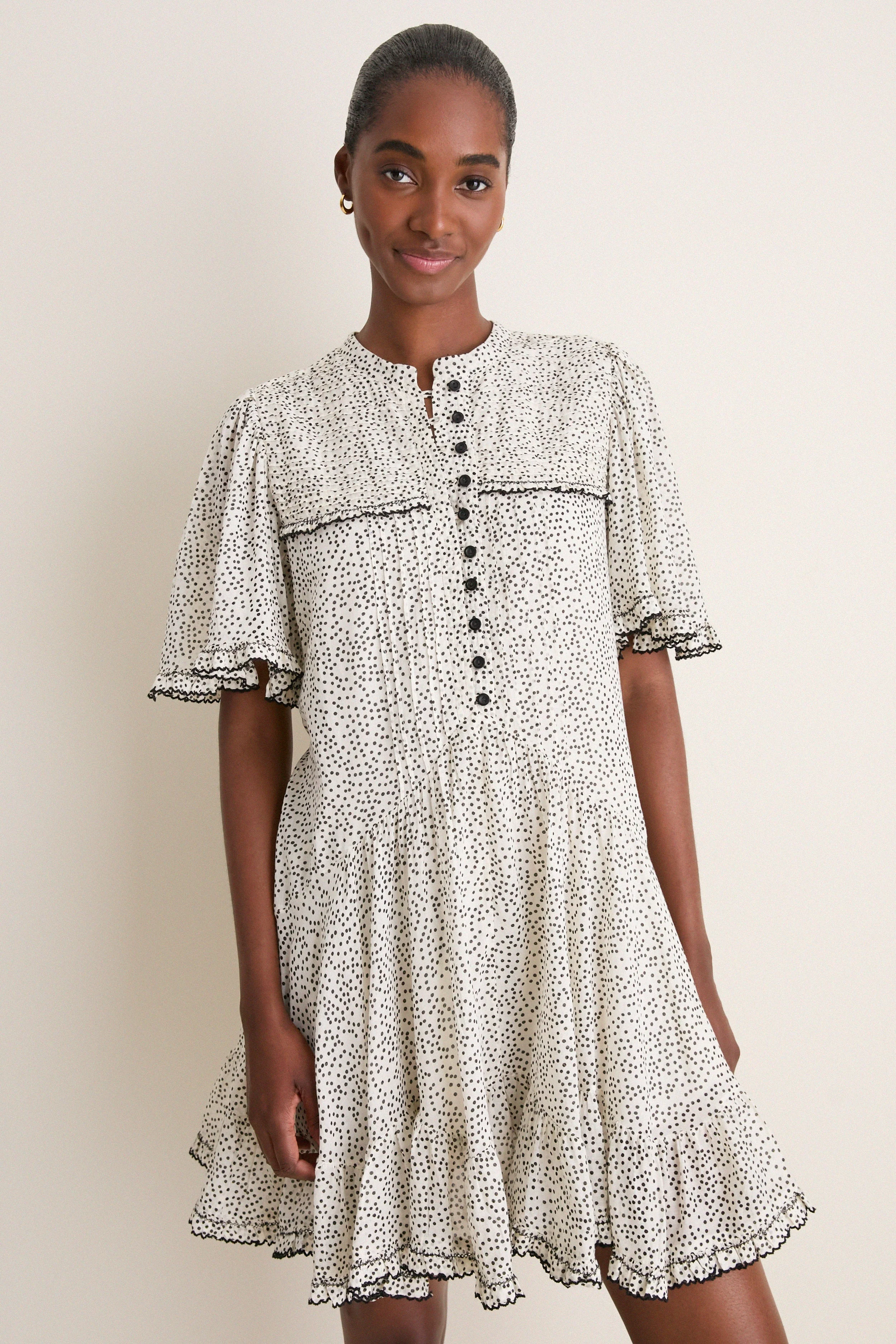 Ecru and Black Daynia Dress