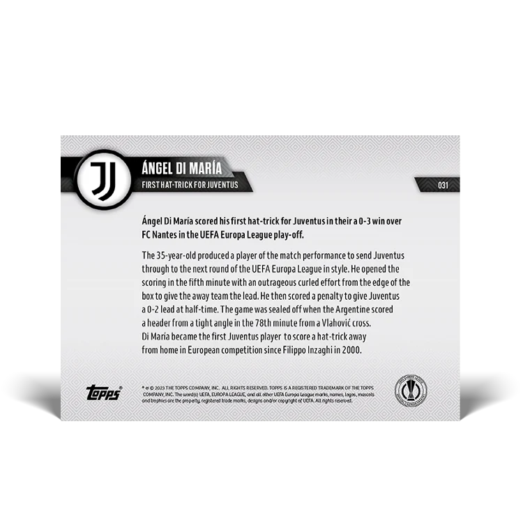 Topps UK - First hat-trick for Juventus - EL TOPPS NOW® Card #31