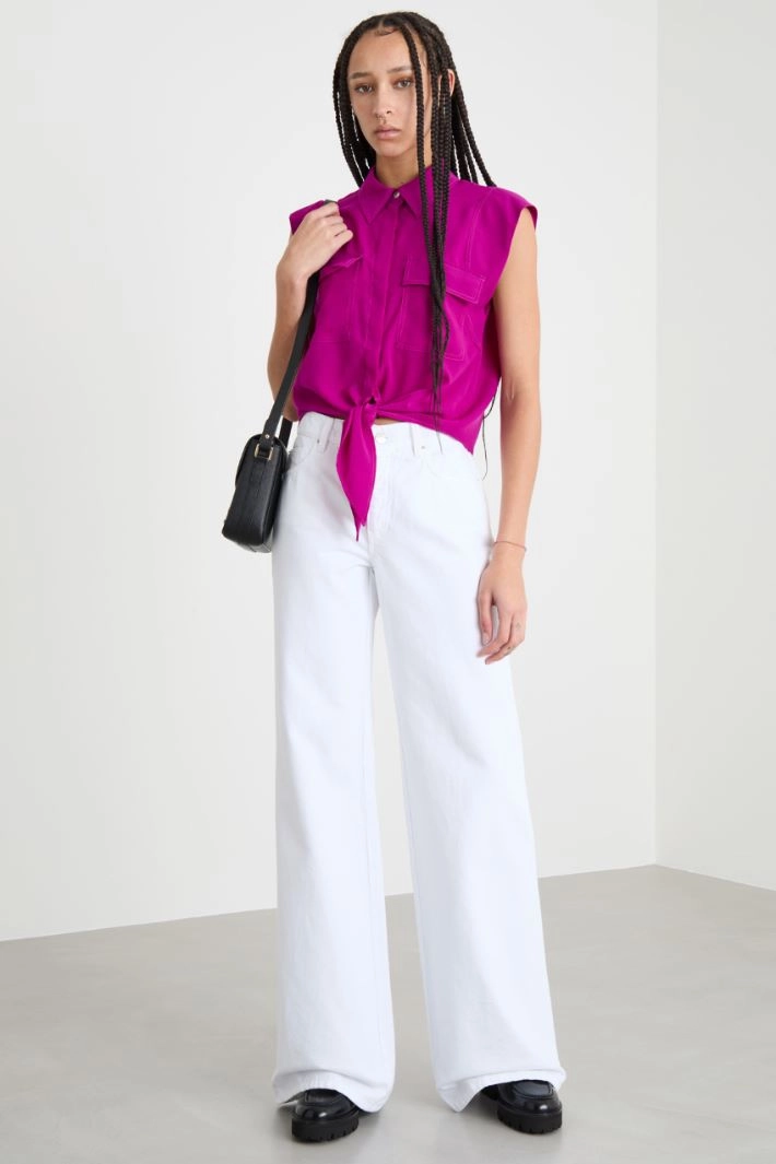 Knot-detail shirt - FUCHSIA