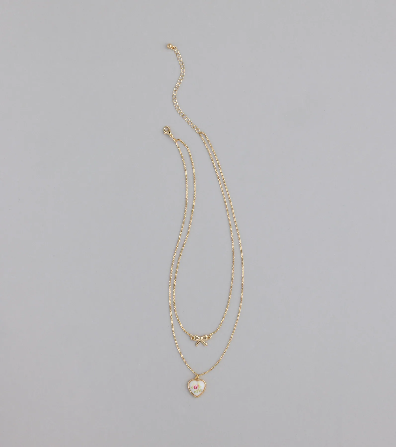 From The Heart Bow Layered Necklace