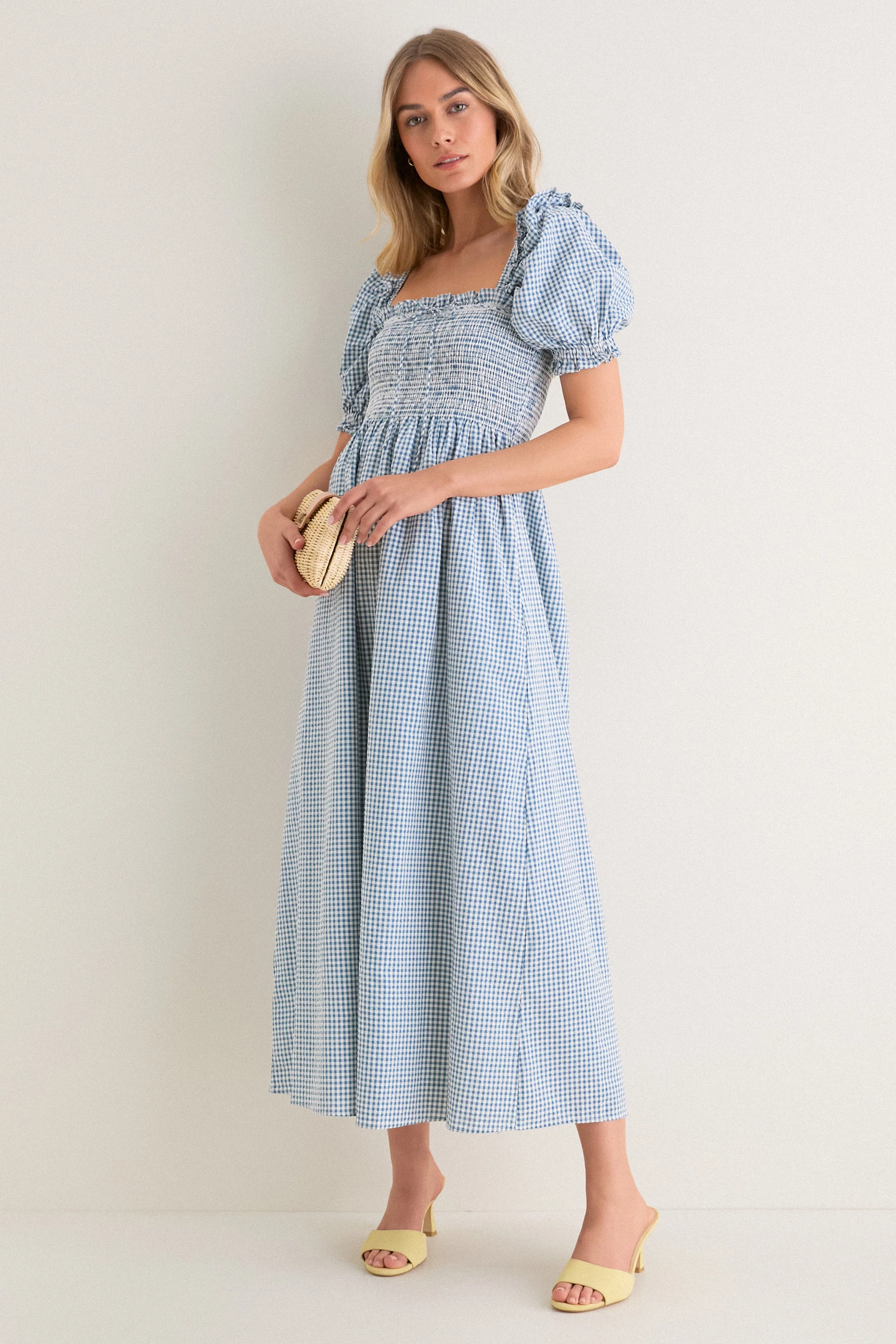 Teal Gingham Scarlett Midi Nap Dress