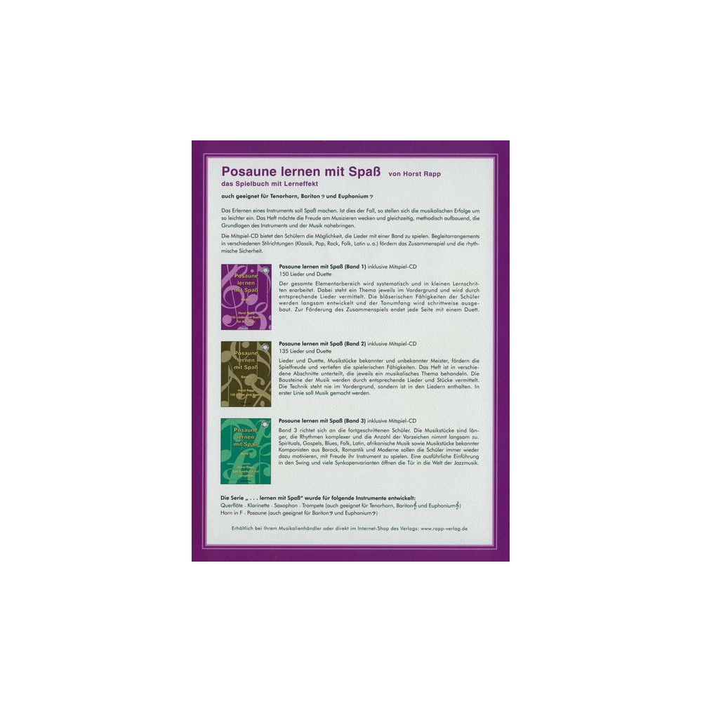 Horst Rapp Verlag Posaune lernen mit Spaß 1 – Thomann Ireland
