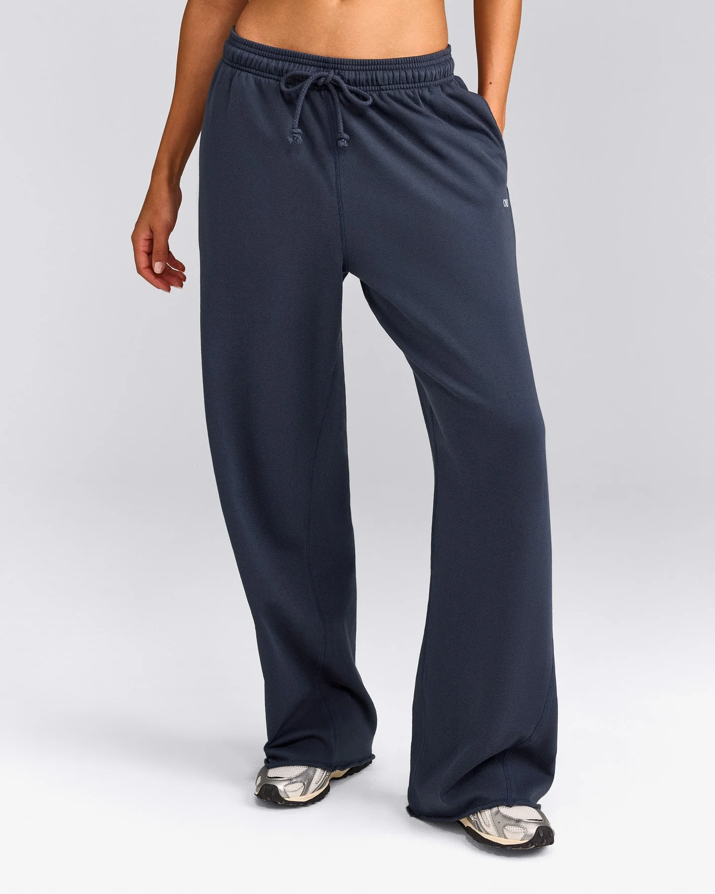 Cotton Vintage Lounge Wide Leg Joggers | Washed True Blue