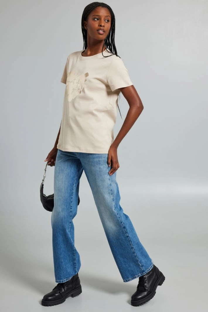Printed jersey T-shirt - SAND