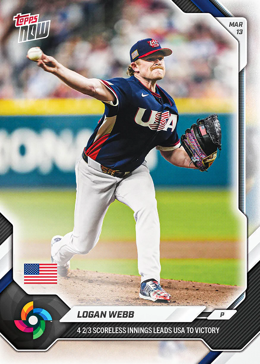 Logan Webb - 2026 World Baseball Classic Topps NOW® - Card 28 - PR: 1156