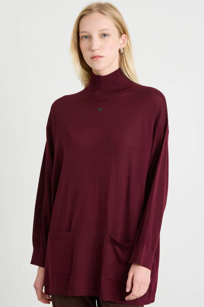 Wool oversized sweater - BORDEAUX