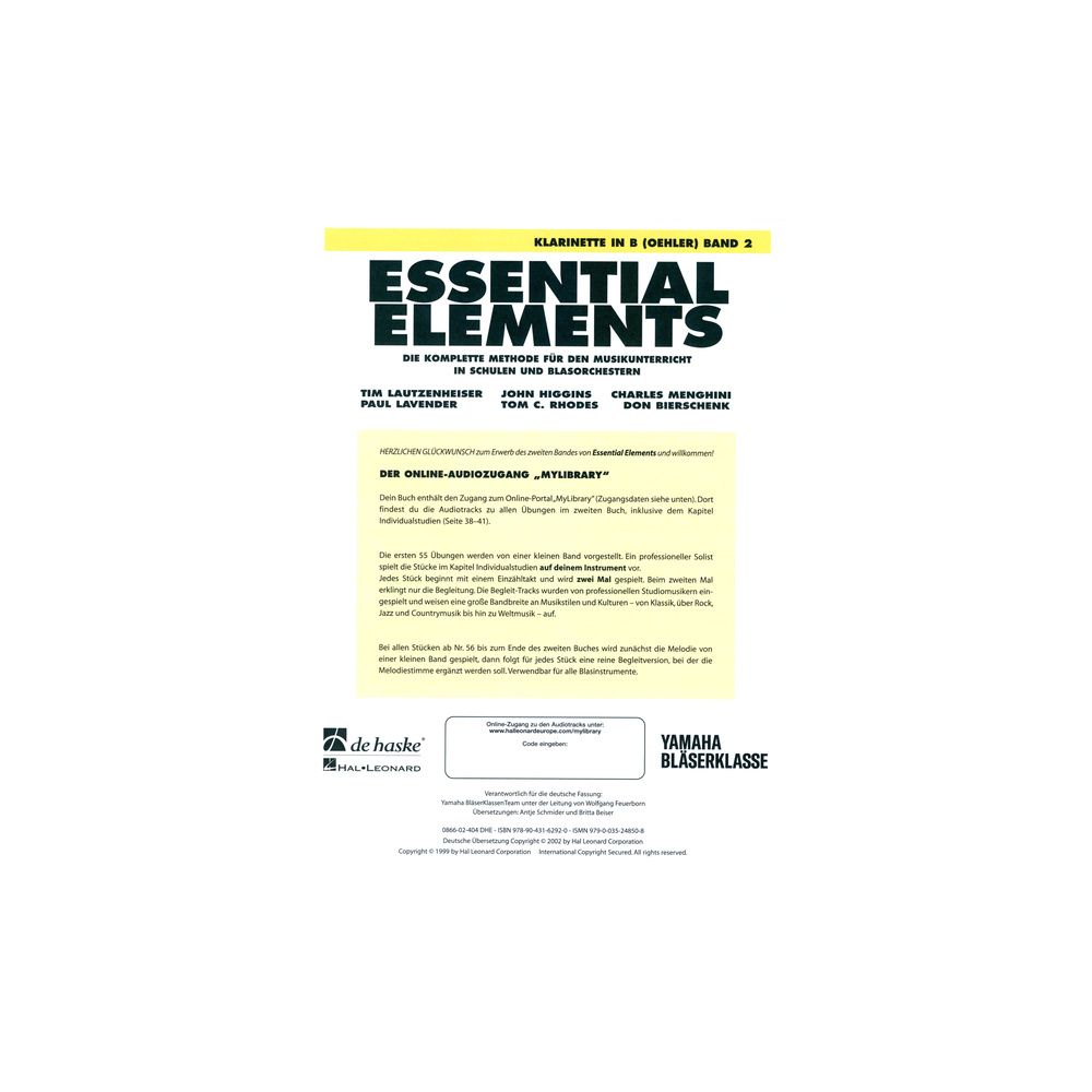 De Haske Essential Elements Clar. Oe 2 – Thomann Ireland