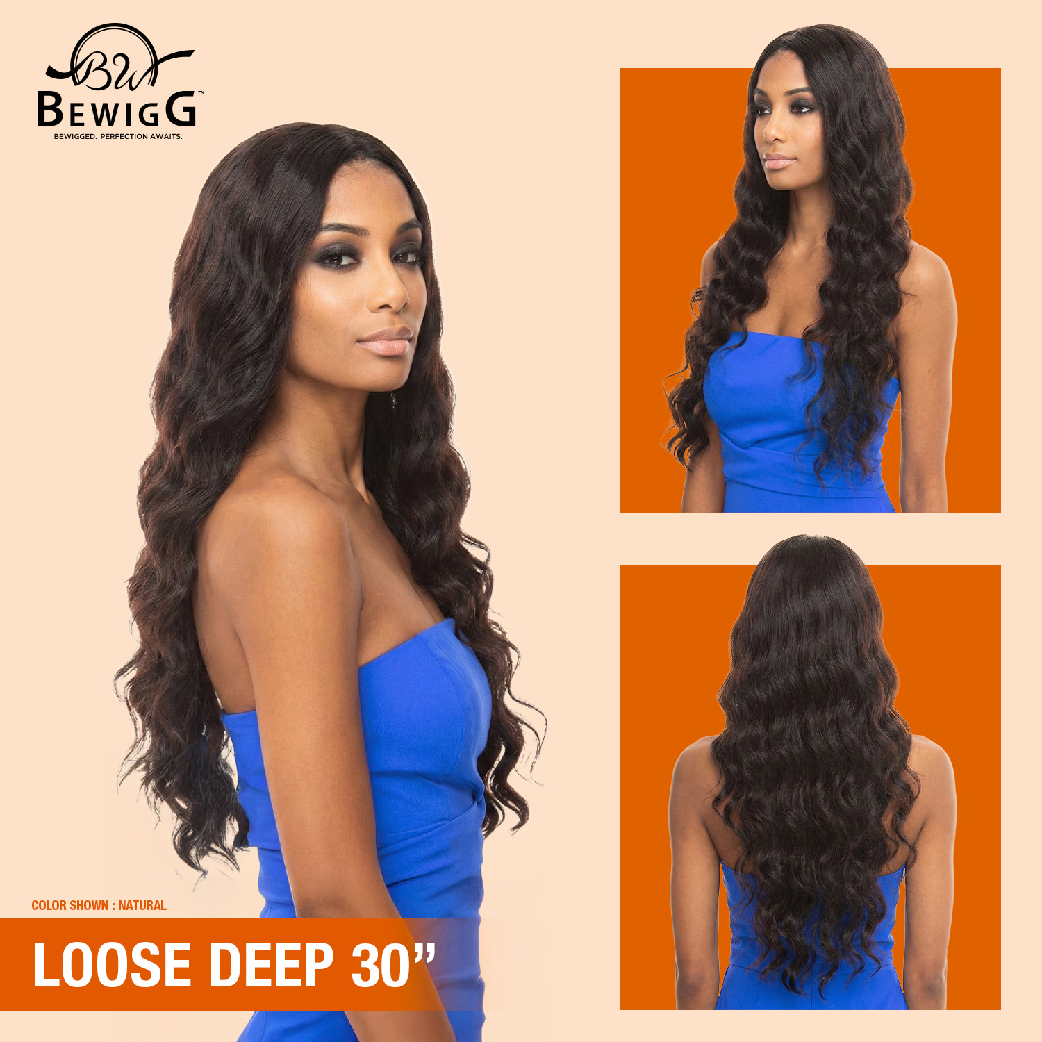 Bewigg Virgin Remy Human Hair HD Transparent Lace Front Wig Ocean Wave 30
