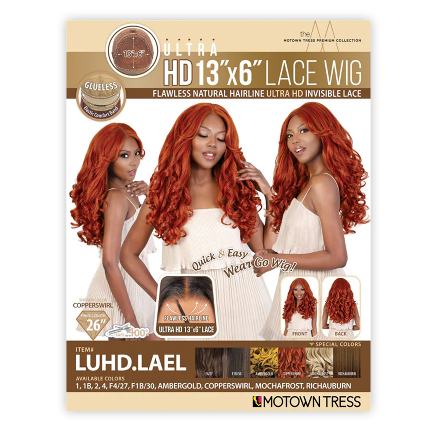 Motown Tress Ultra HD Invisible Lace Front Wig Glueless 13X6 LUHD.Lael
