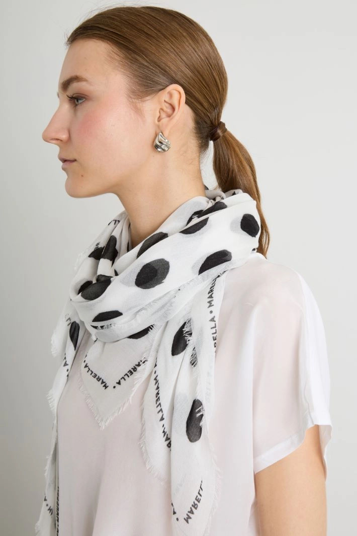 Fringed Stole - WHITE BLACK