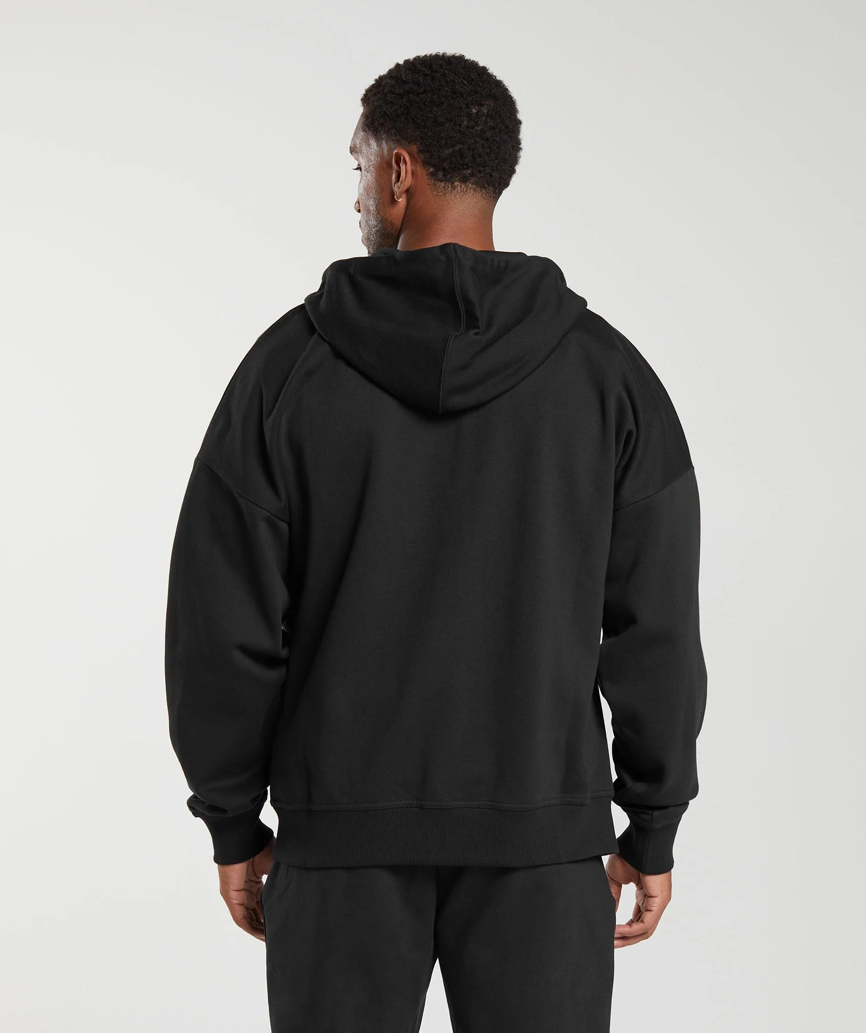 Crest Oversized Zip Up Hoodie Black