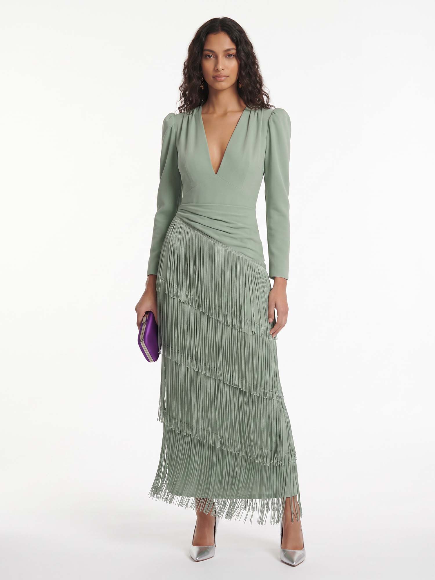 Layered Fringe Midi Dress