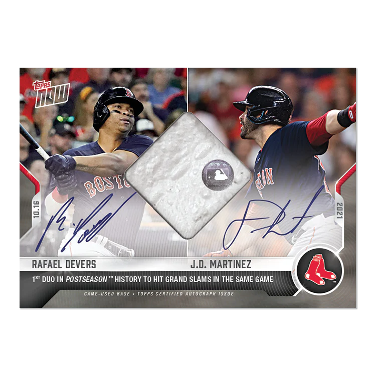 On-Card Auto-Relic # to 99 - J.D. Martinez / Rafael Devers - 2021 MLB TOPPS NOW® Card 975A