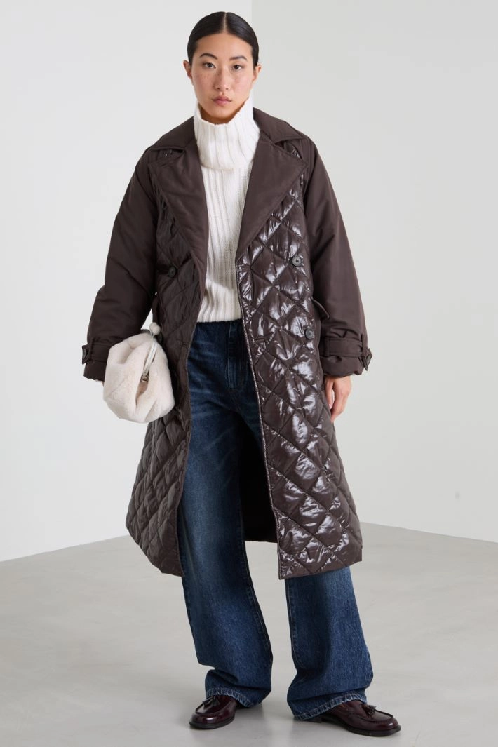 Long padded with belt - BROWN