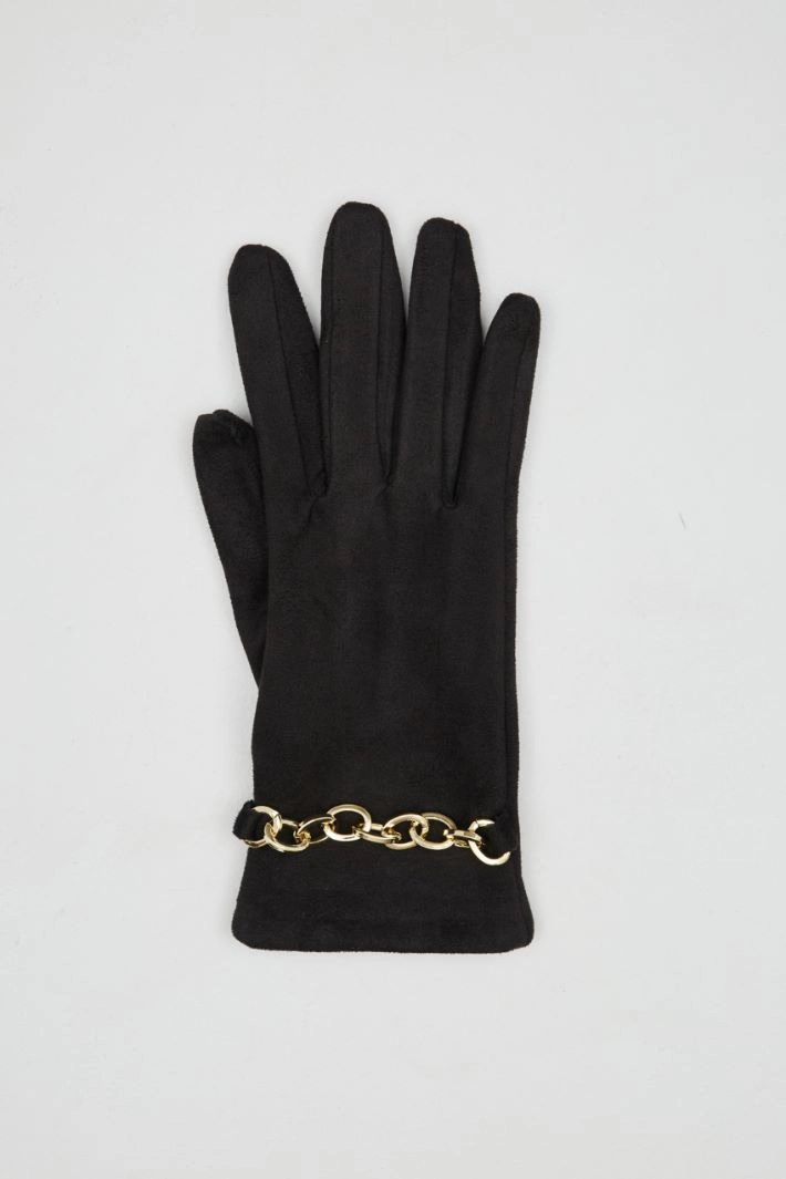 Chain-detailled gloves - BLACK