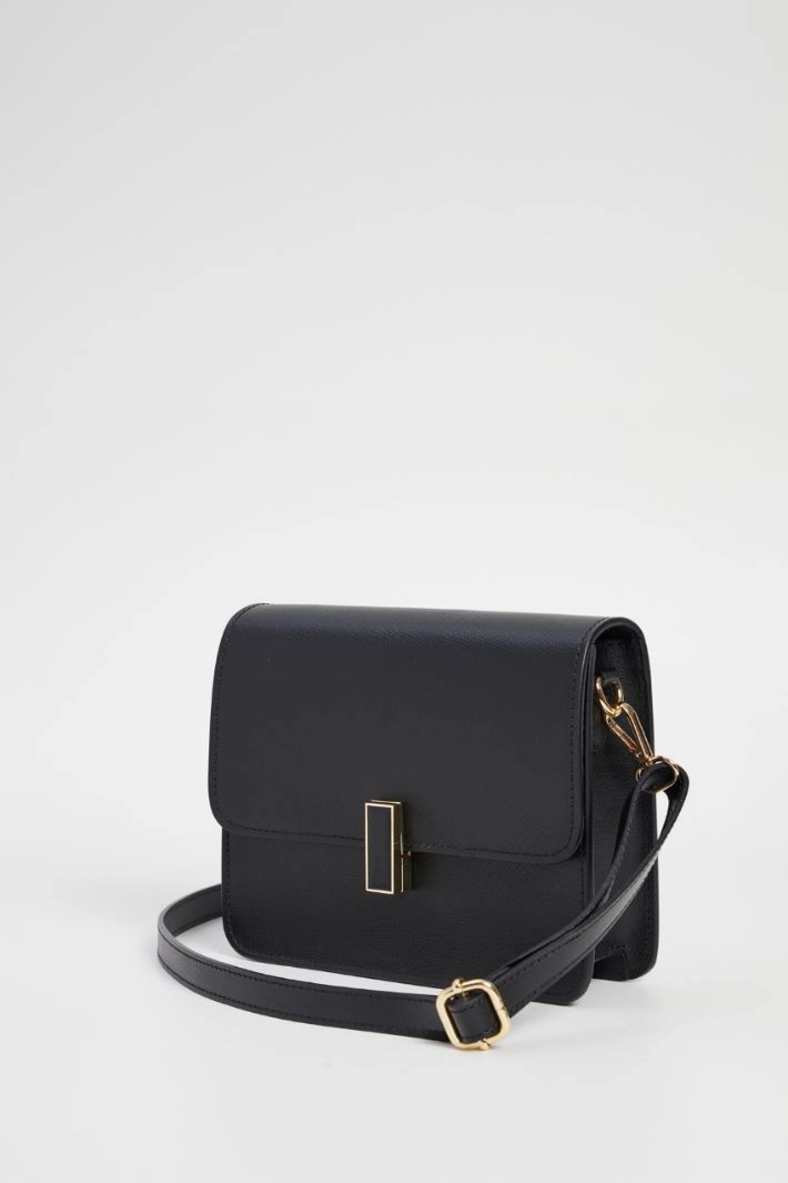 Leather shoulder bag - BLACK