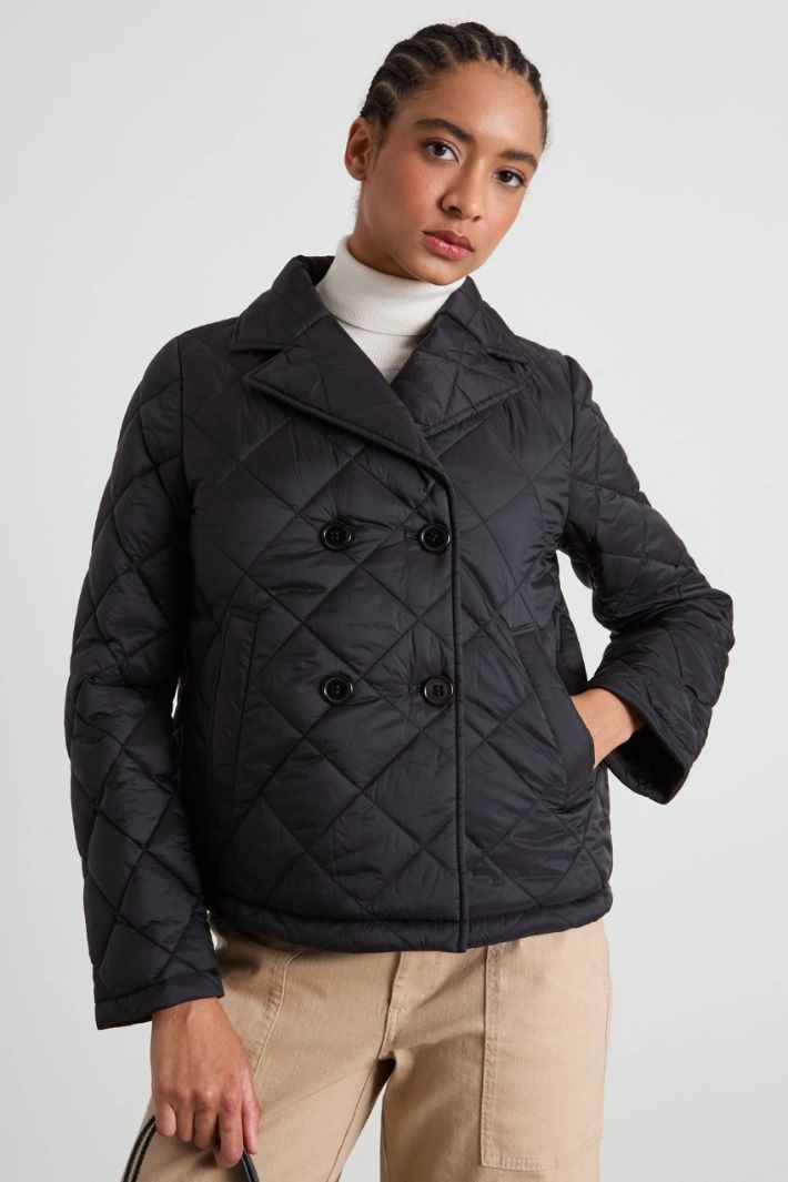 Double-breasted padded jacket - BLACK