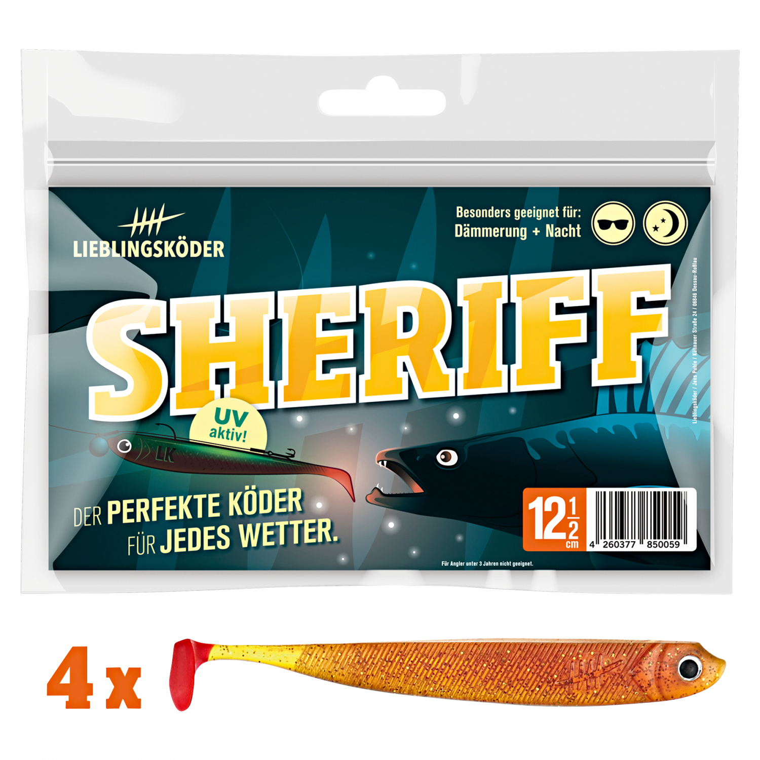 Lieblingsköder Shad Zander Bait (12.5 cm, Sheriff)