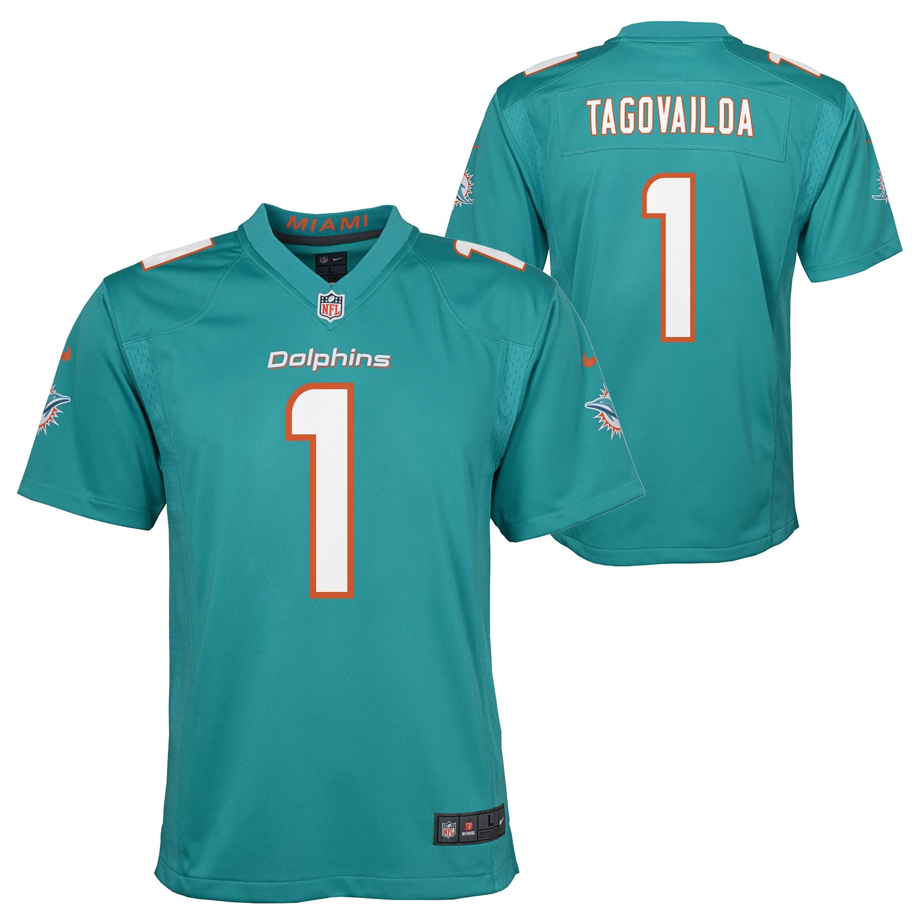 Tua Tagovailoa #1 Miami Dolphins Game NFL Jersey Aqua (YOUTH)