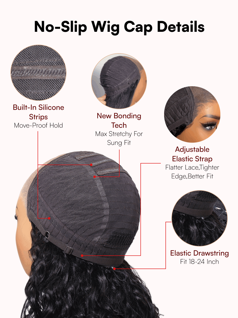 Golden Brown Highlight Water Wave 7x5 Bye Bye Knots Lace Closure Glueless Human Hair Wig with Drawstring