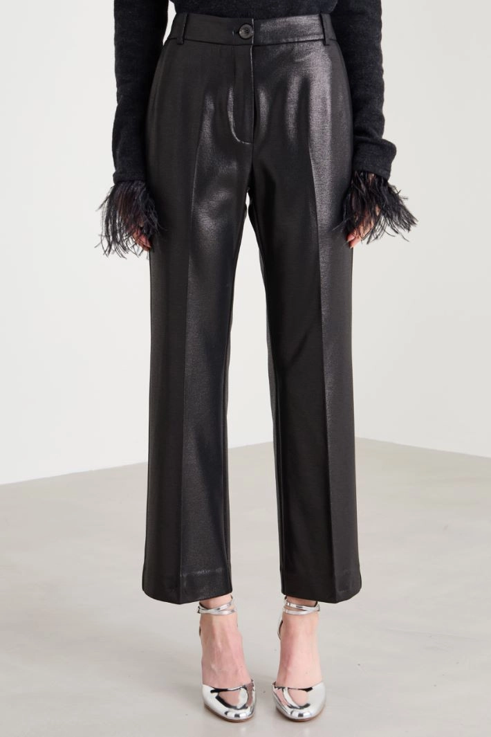 Laminated jersey trousers - BLACK