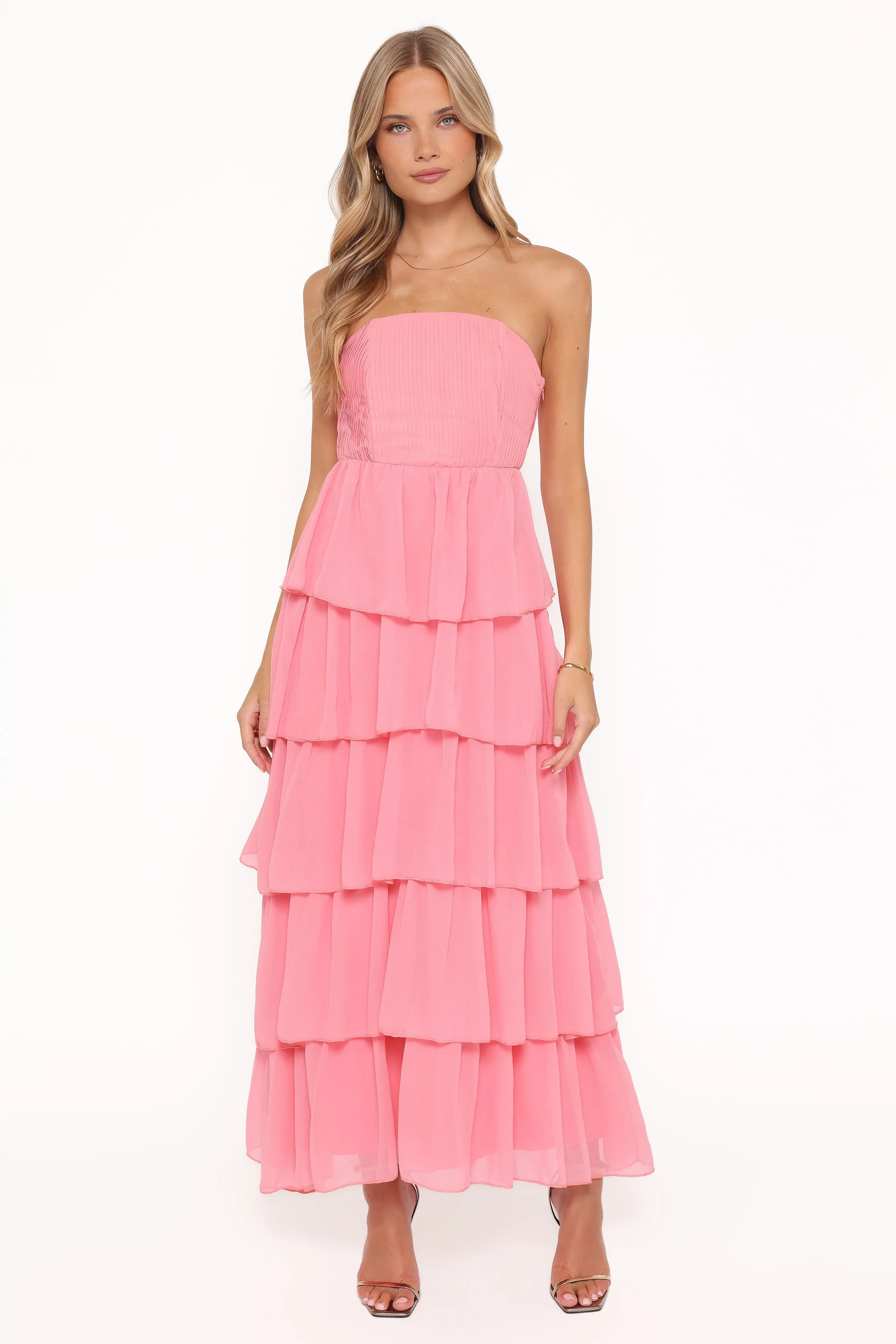 Peachester Strapless Maxi Dress - Coral