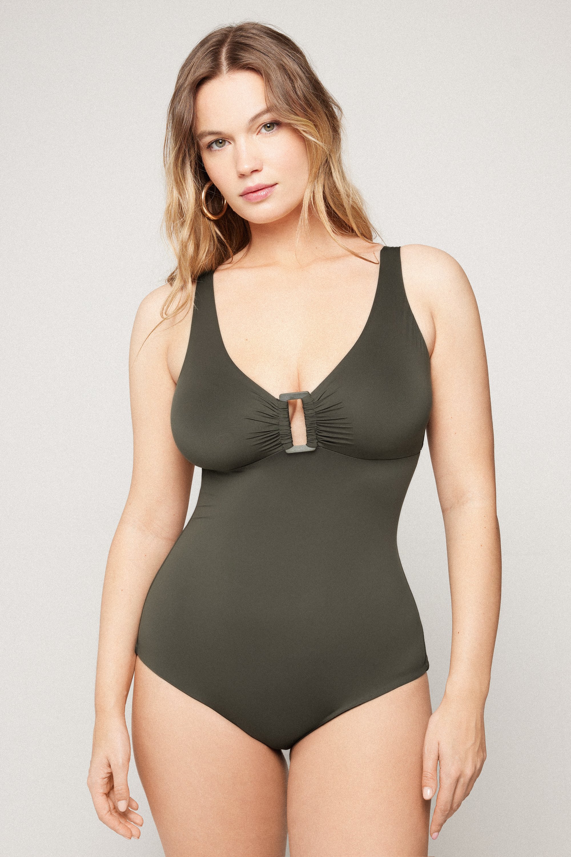 Timeless Look Camo Green One-Piece Triangle Swimsuit