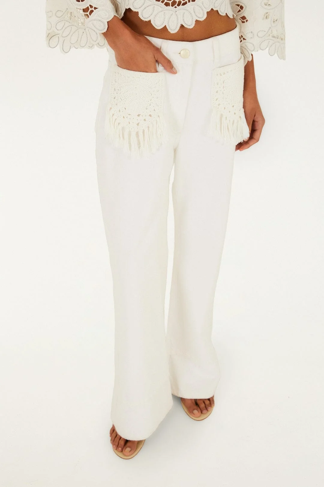 Twill Fringe Pocket Pants